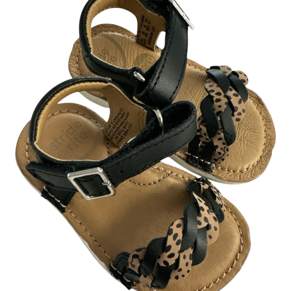 Stride Rite Black and Tan Kids Sandals